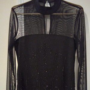 Sheer Black Beaded Blouse